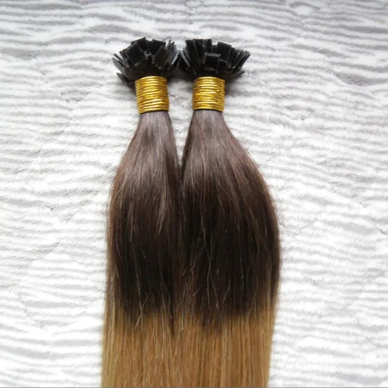 Ombre T1B/27 cheveux raides brésiliens 100g rey ombre cheveux humains Extensions de cheveux à pointe plate 100s 4B 4C