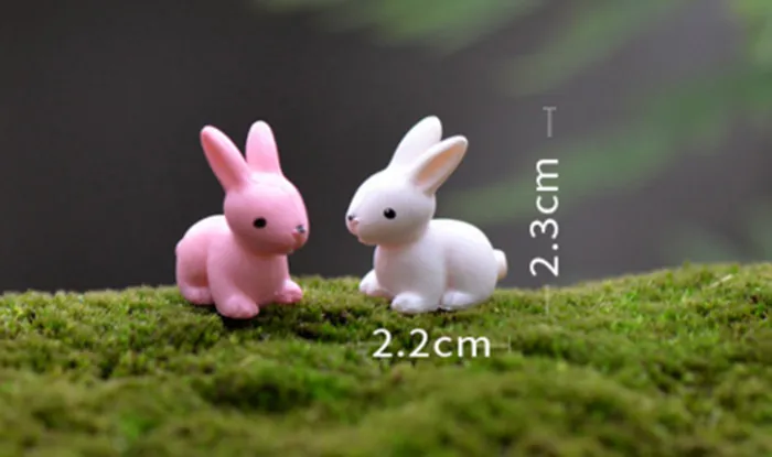 30 sztuk Bezpłatny wysyłka Słodkie Mini White Rabbit Garden Miniatury Hurtownie Małe Ogrodowe Ramicznictwo Ramicznictwo Figurka na ślub lub Uzyskanie domu