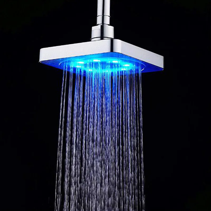 浴室のための熱い販売浴室の正方形の水の流れ調節可能なロマンチックな自動LEDシャワーヘッド送料無料