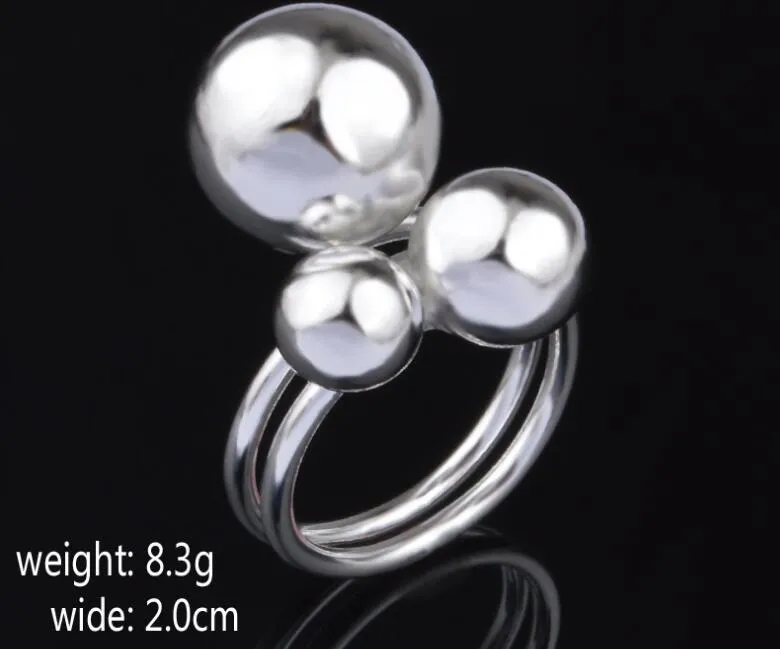 2017 Gorąca Sprzedaż Posieszczanie 925 Sterling Srebrny przesady 20mm Koralik Otwarcie Pierścień Charms Moda Biżuteria 10 sztuk / partia
