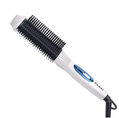 Kemei Km8110 Professionelle Schnelle Wärme Pinsel Haarglätter Flache Eisen Elektrische Keramik Haar Kamm Haarglätter Glätteisen Curler5636775