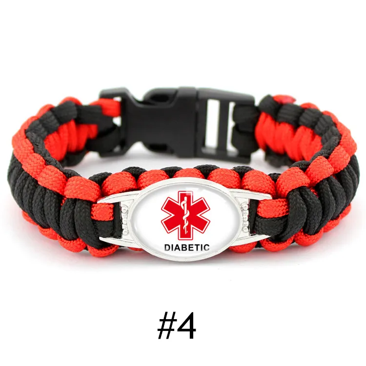 Mix Styles Diabetic Type 1 Paracord Survival Bracelets Hope Ribbon Custom Made Outdoor Sprot Camping bracelet