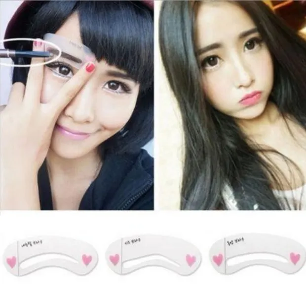 Whole 3 stylesset Grooming Stencil Kit Shaping DIY Beauty Eyebrow Template Make Up Tool8940008