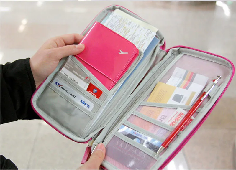 Cheap Candy Color Travel Passport Credit ID Card Holder Cash Wallet Organizer Bag Purse Wallet