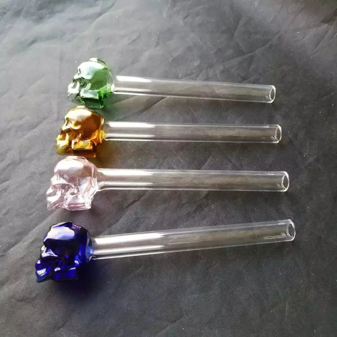 Goedkope kleurrijke glazen pijp Schedel Roken Handvat Pijpen Gebogen Mini Pijpen Handgeblazen Recycler Beste Oliebrander