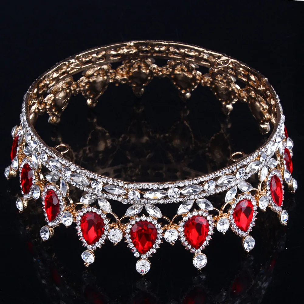 Diseños europeos rey real reina corona tiara de diamantes de imitación joyería para la cabeza corona de quinceañera Novia de boda Tiaras Coronas Pageant1845343