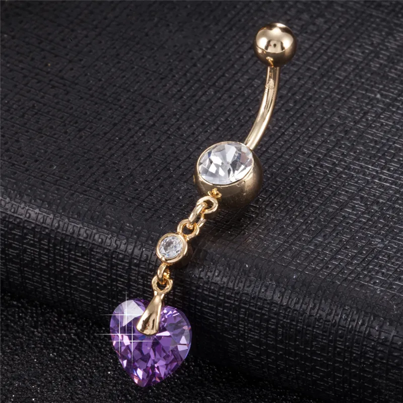 Cadeau Saint Valentin ! Anneau de nombril CZ plaqué or jaune 18 carats anneau de ventre bijoux de corps Piercing nombril sans nickel