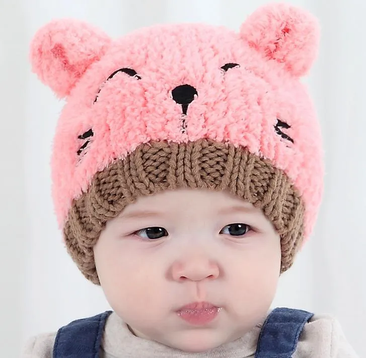 새로운 가을 겨울 아기 ​​만화 동물 귀 모자 아이 니트 모자 여자 소년 따뜻한 모자 어린이 모자 M67