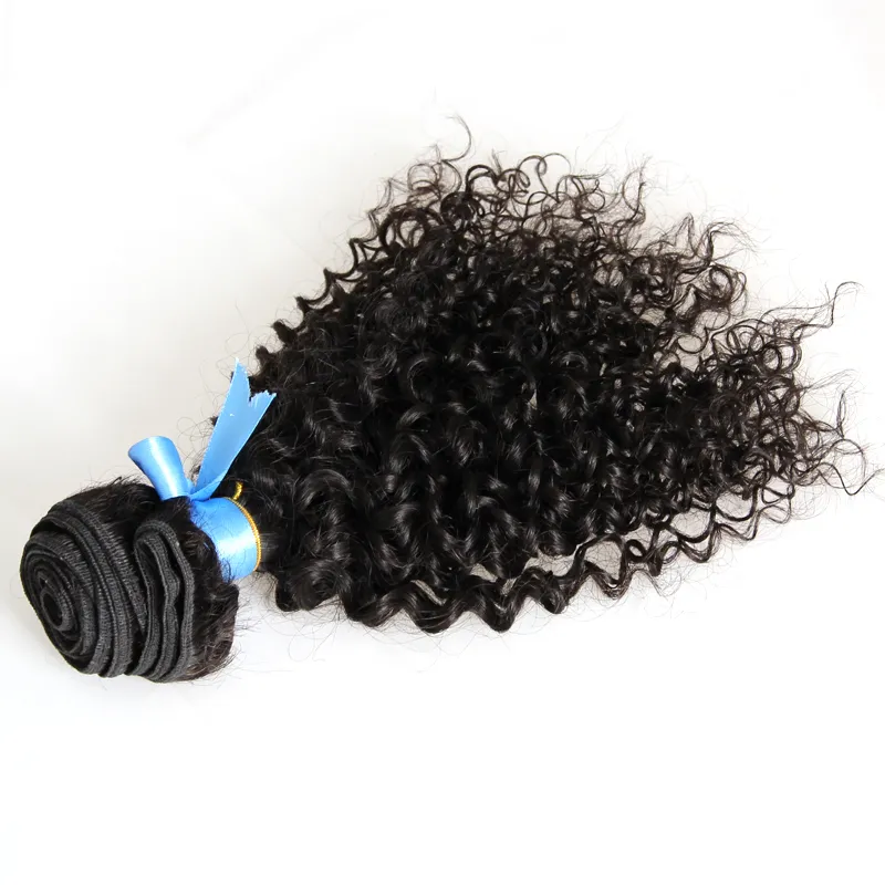 Kinky Curly Virgin Hair 100g 1pcs Curly Weave Mänskliga hårbuntar 4b 4c Naturfärg Mänskligt hår vävar en bit