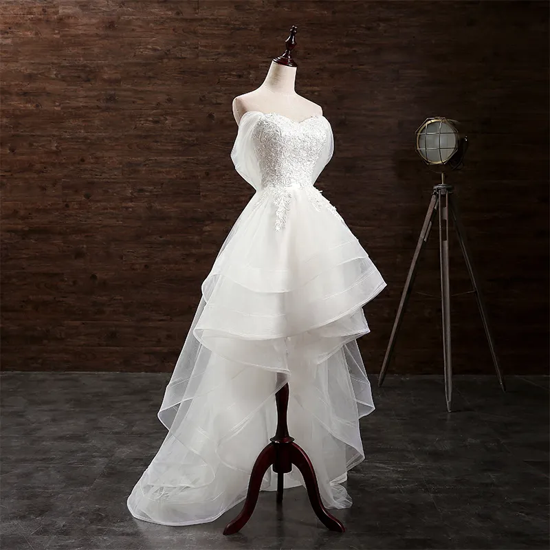 Fée Salut Lo Robe De Bal Robes De Mariée En Dentelle Top Avec Paillettes Ivoire, Robes De Mariée Blanches À Lacets Retour Robes De Mariée Accepter Sur Mesure