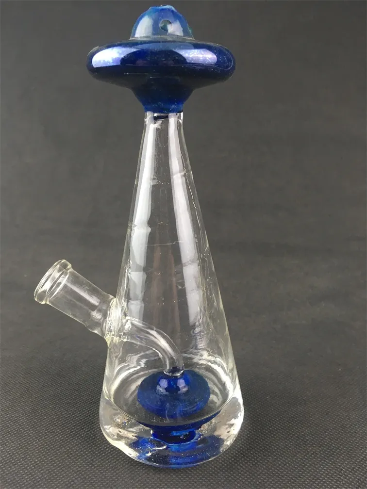 Glass Beaker, UFO hookah, blue filter, threaded 14mm joint, orders accepted