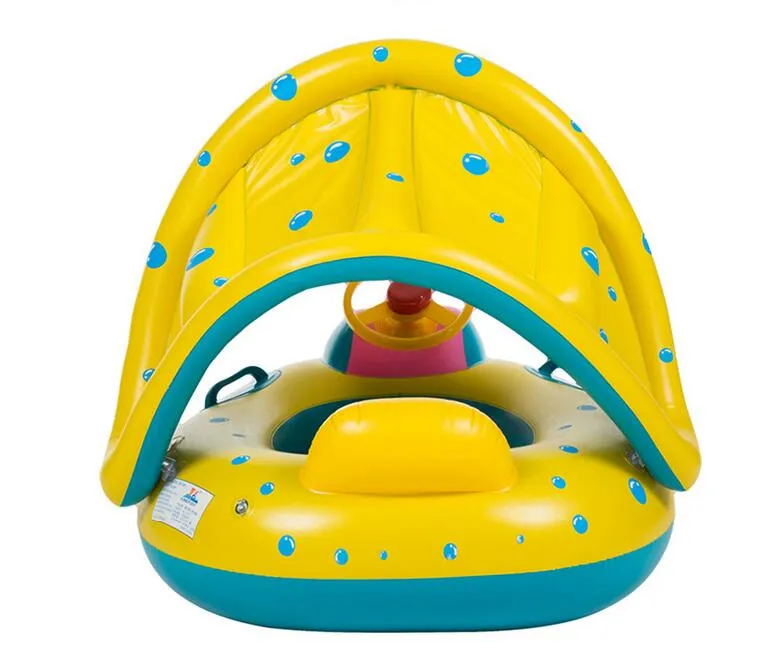 Piscina do bebê Float crianças inflável natação Anel com ajustável Sun Sombra Canopy Segurança colchão anel da sede para a Idade 6-36 meses Toddlers