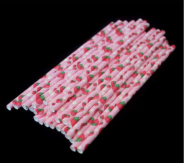 Fruit pineapple strawberry Paper Straws for birthday wedding decorative party supplies Creative Drinking Straws G777