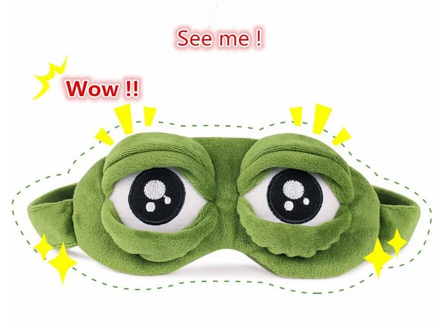 Mignon triste grenouille 3D masque pour les yeux couverture dormir drôle repos sommeil Anime Cosplay Costumes accessoires cadeau