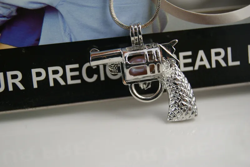 2017 nya pärlor burar hängen pistol form öppna pärla pärlor lockets charms passform halsband armband för smycken gör exklusive pearlchains