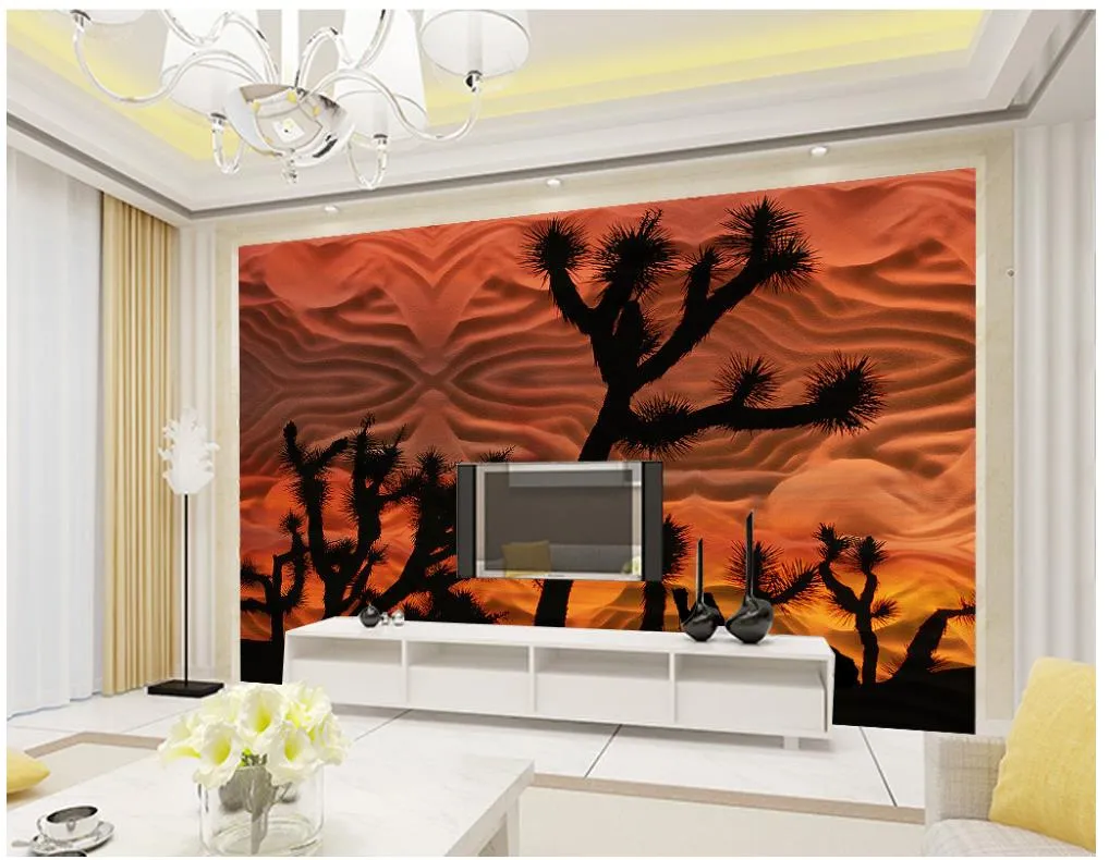 Chambre moderne papier peint personnalisé papier peint pour murs Texture de désert de grès Chameau Silhouette TV fond mur photos de peinture murale