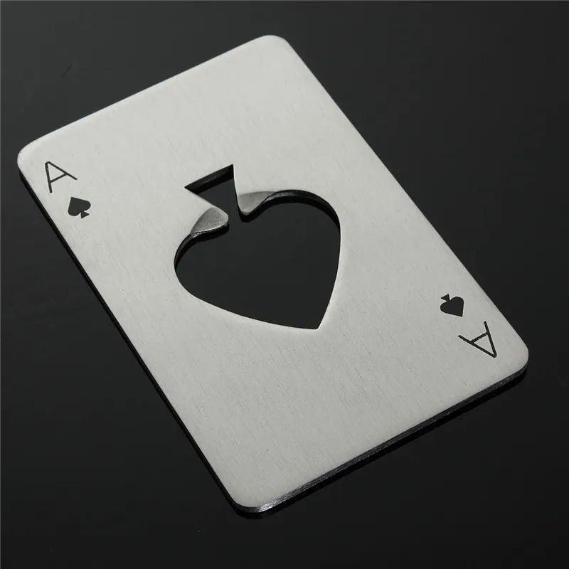 Creative Poker Card Bierflesopener Gepersonaliseerde Grappige Roestvrijstalen Creditcard Fles Opener Kaart van Spades Bar Tool S201702