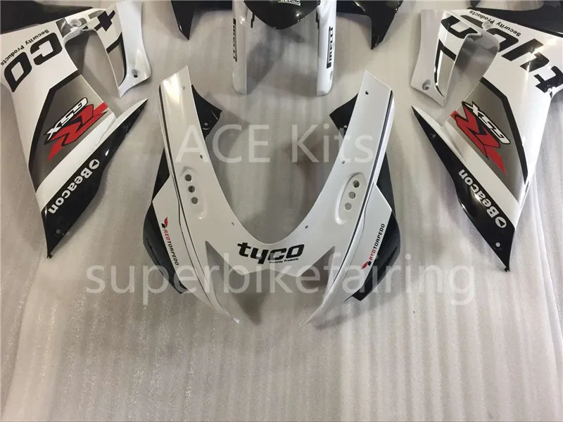 3 Gåva Nya Hot ABS Motorcykel Fairing Kit 100% Fit för Suzuki GSXR 600 750 K11 2011 2012 2013 2015 GSXR600 750 11 12 13 15 Vit svart på