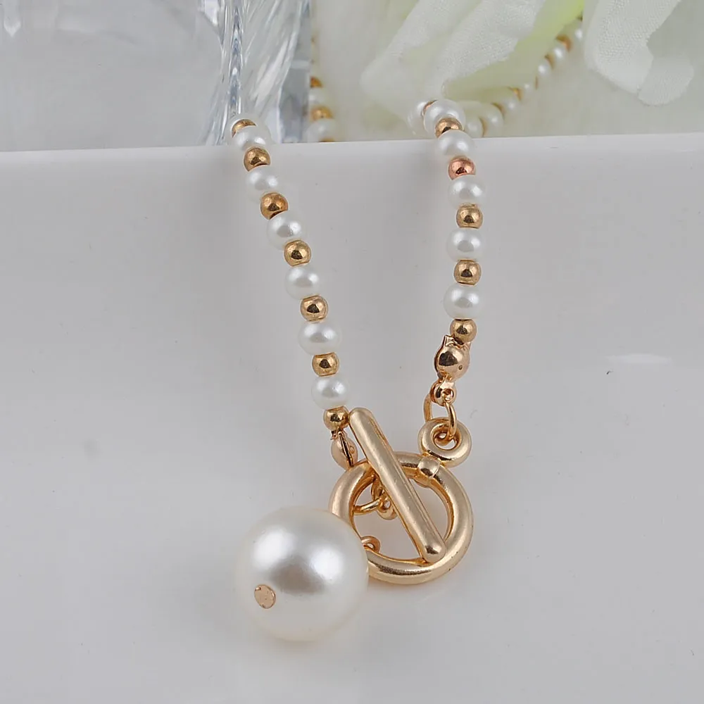 Promotional items Fashion imitation pearl necklace string CCB cross necklace pearl necklace girl jewelry 313N