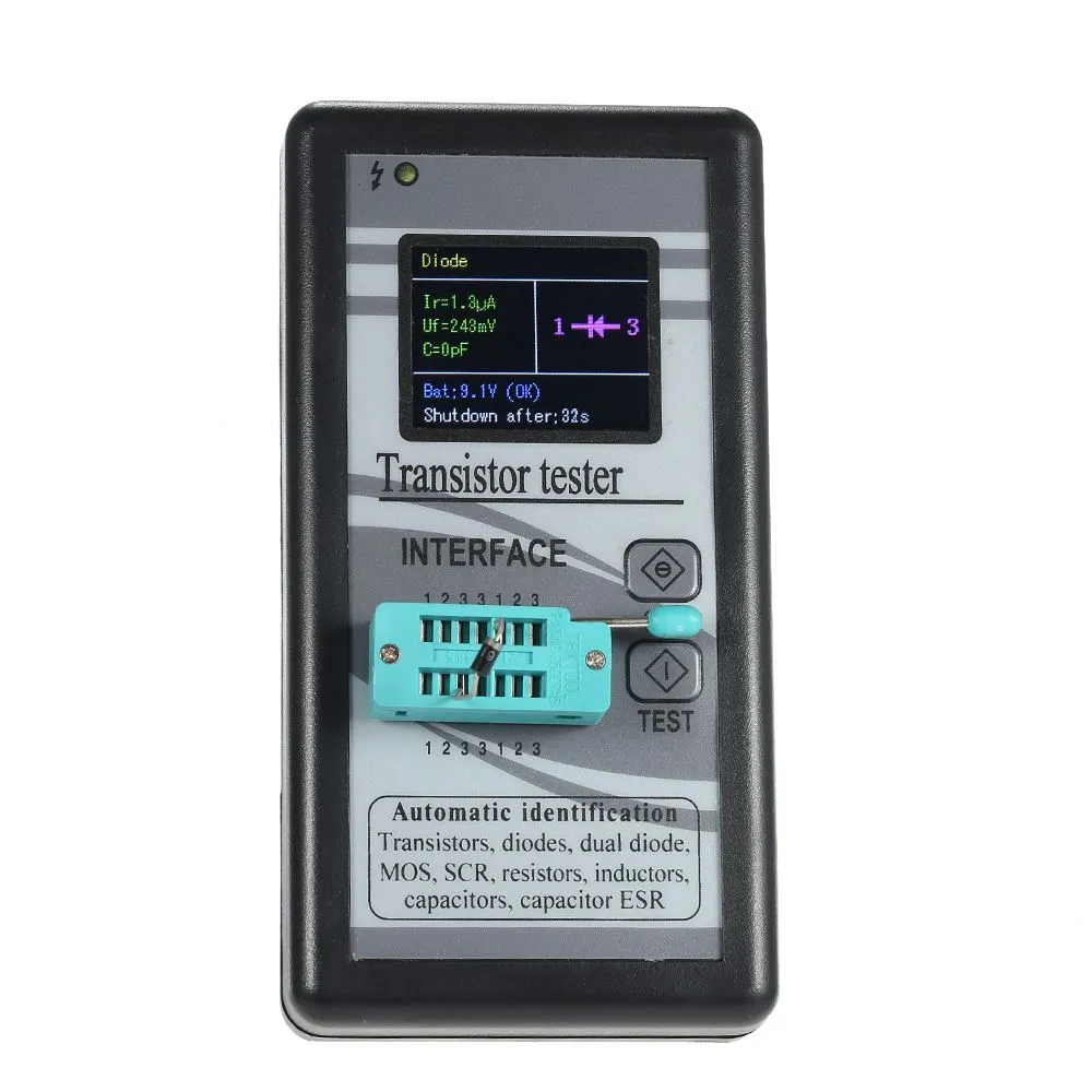 Tester per transistor multiuso Freeshipping 128 * 160 Diodo Tiristore Capacità Resistenza Induttanza MOSFET ESR LCR Meter Display a colori TFT