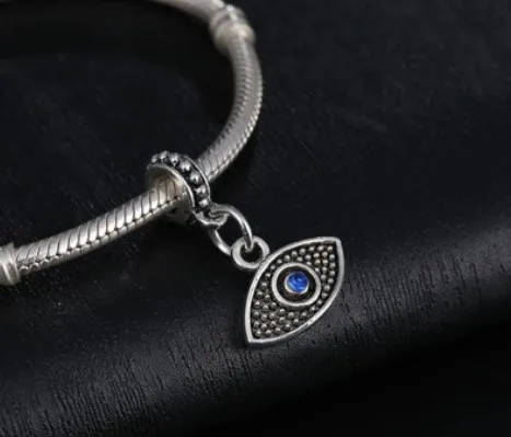 Sterling Silver Turkey Eye Blue Evil Eye Beads Charms for DIY European Style Charm Chain Fashion DIY Jewelry2038356
