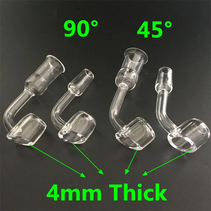 4mm Kalın 100% gerçek Kuvars Banger Çivi 45/90 Derece Kadın Erkek Kase 10mm 14mm 18mm Domeless Kuvars Tırnak Sigara Kase