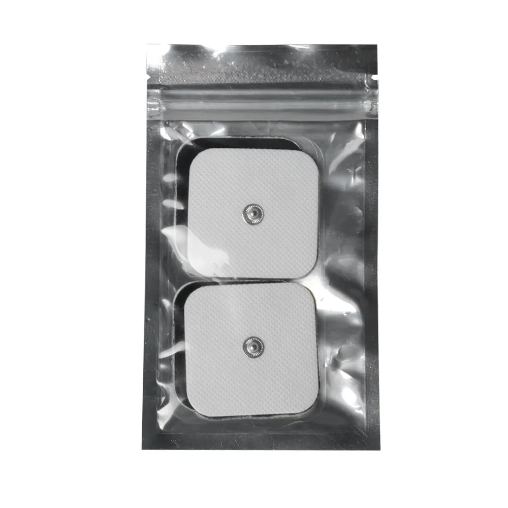 Électrodes conductrices utilisées pour les unités TENS/EMS, taille 2x2 pouces, avec bouton, 3.5mm