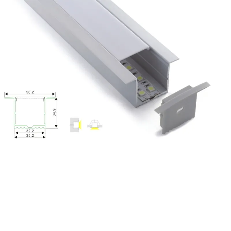 50 x 1m Sats / Lot T3-T5 Härdad aluminium LED-profil och hög effekt T-profilkanal för tak eller försänkt väggljus