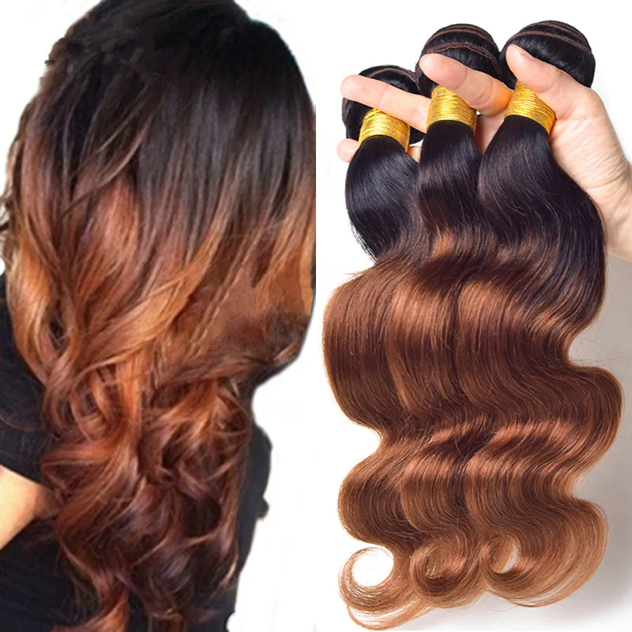 Ombre Brazilian Human Hair Extensions Two Tone Color 1B 33  display picture 3