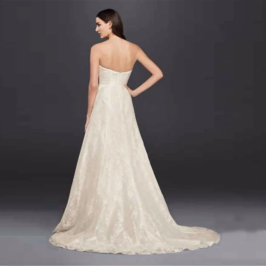 Strapless A-Line Lace Wedding Dress: Ruched Open Back, Court Train. Premium  Quality, Shop Now! from Dhgate A-Line Wedding Dresses - price 137.75