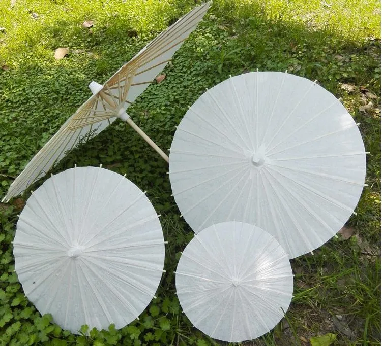 Ny vitpapper parasoll DIY Målning Paraplyer Kinesisk hantverk Paraply Bröllop Bröllop Parasol 5 Storlekar Tillgängliga Långt handtag Drop Shipping