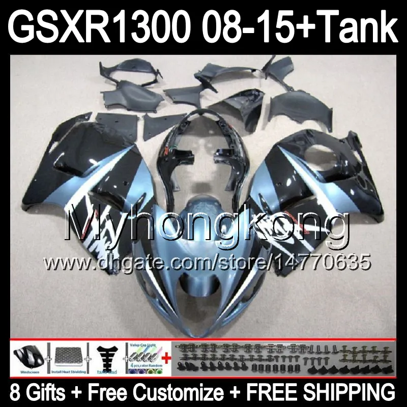 8Gifts för Suzuki Hayabusa GSXR1300 08 15 GSXR-1300 14MY3 Glansblå GSXR 1300 GSX R1300 08 09 10 11 12 13 14 15 Fairing Top Blue Black Kit