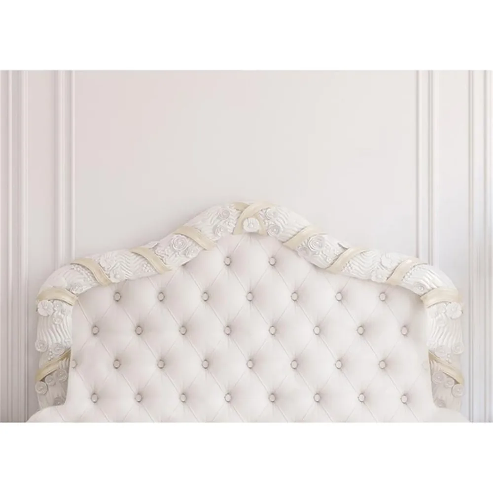 7x5ft barock tufted headboard säng fotografi bakgrund vit vägg inomhus bröllop prinsessa bild bakgrund studio fotografering rekvisita