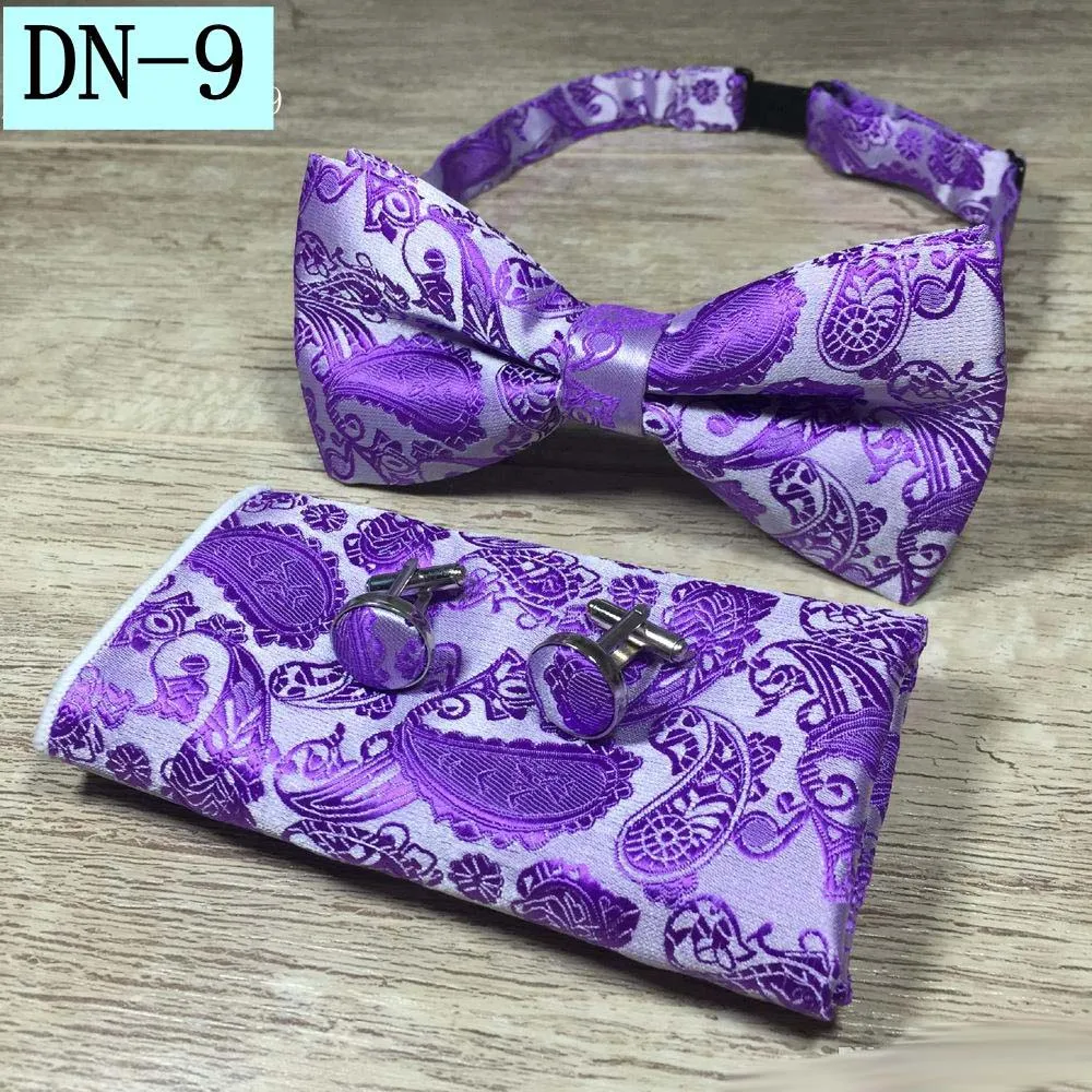 Ny design självbåge och hanky manschettknappar set silke jacquard vävda män fjäril bowtie fick fyrkantig handdukdräkt bröllop7167909