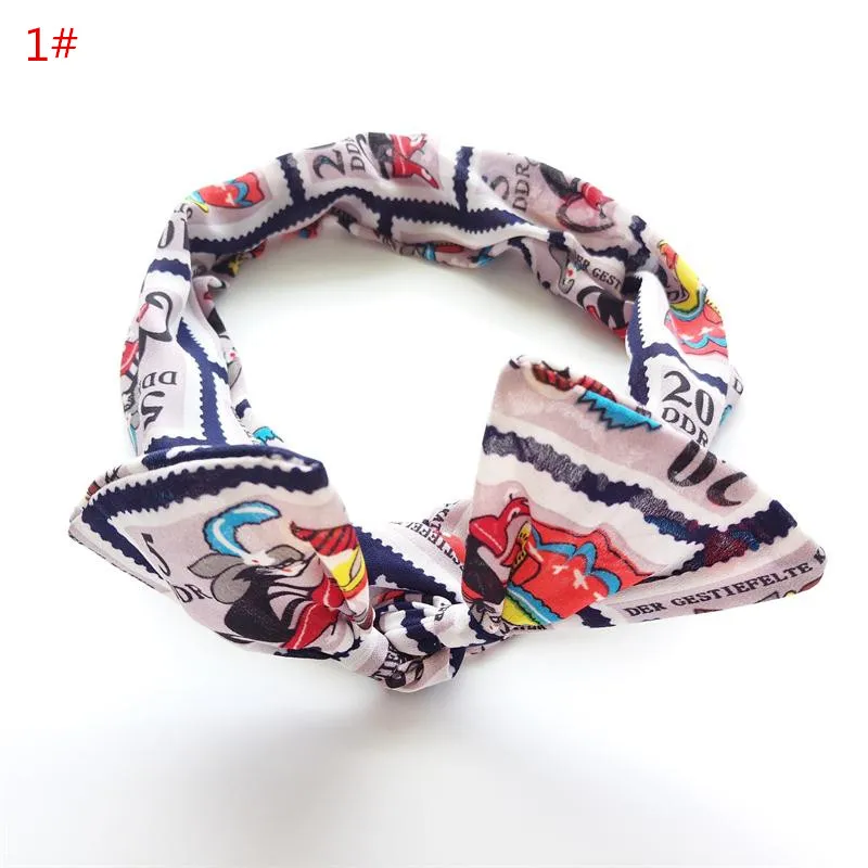 2017 NEW Baby Headbands Rabbit Ears Girls Hair Bands Bowknot Hairband for Kids Printed Summer Style Headbands Platid Floral Printing Hair