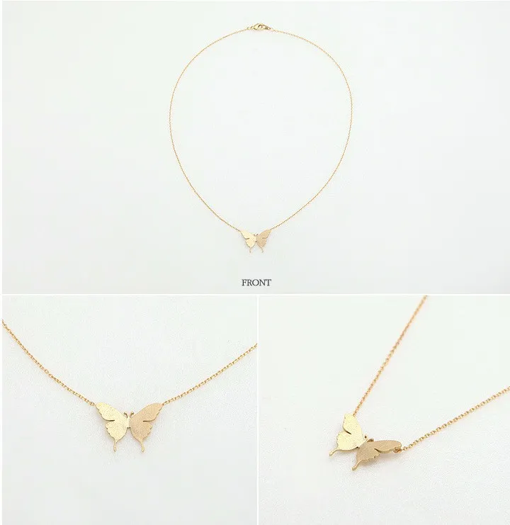 Everfast New Arrival Gold Necklace Cute Butterfly Pendant Insect Necklaces for Women Simple Animal Women Long Necklace EF231B