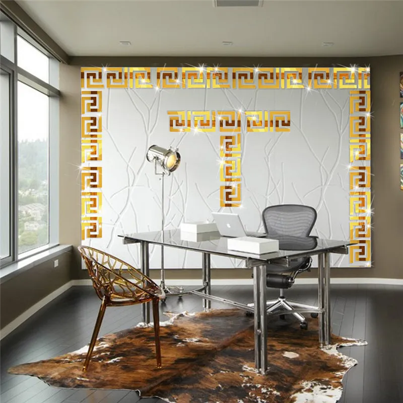10st / set geometrisk midja 3d spegelvägg klistermärke för tak vardagsrum sovrum akryl väggmålning väggdekaler modern diy heminredning