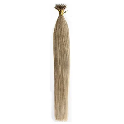 16 '' - 22''Straight Remy Nano Anneau Anneau Extensions de Cheveux Humains avec Nano Anneaux 1g / s 100s # 27 Blond Foncé Couleur