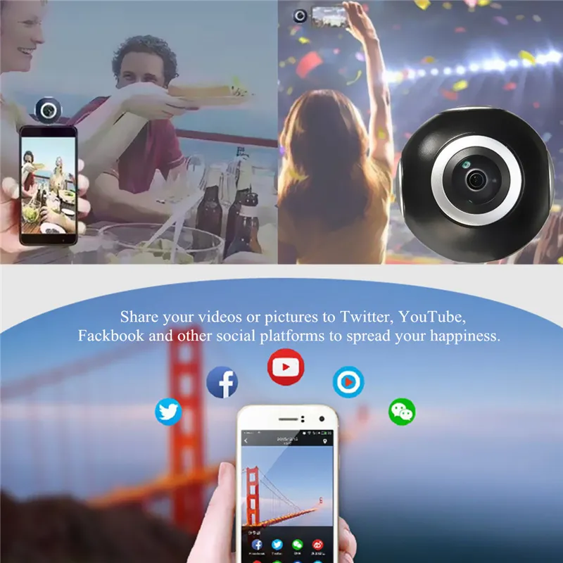 Pano Live I Mini 360 caméra panoramique vidéo VR caméra de poche Portable double objectif pour téléphones Android type-c/Micro USB