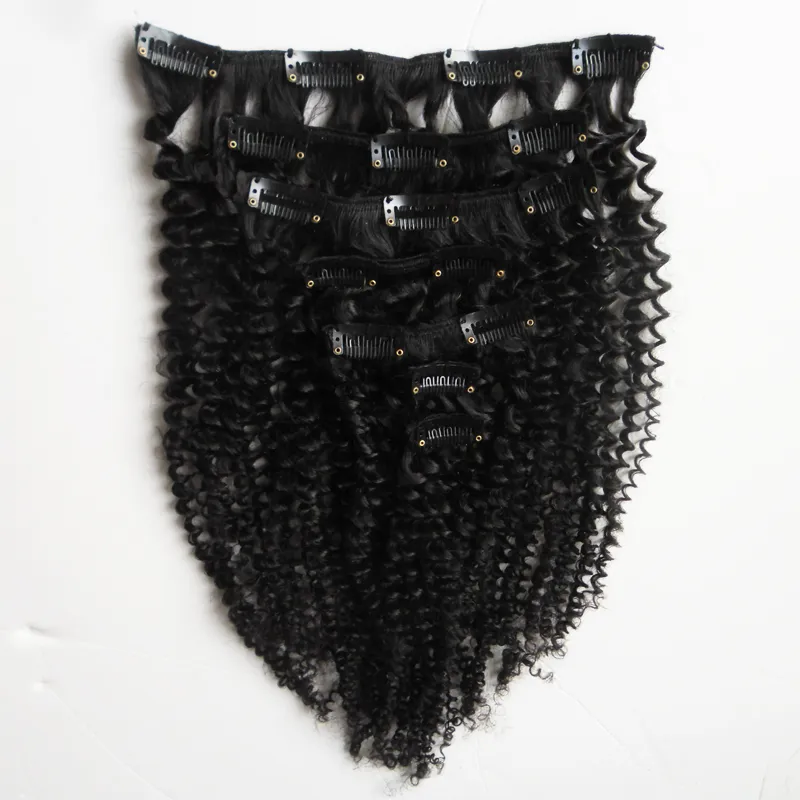 Clip afro kinky dans les extensions de cheveux naturels 100g / clip dans les extensions de cheveux humains