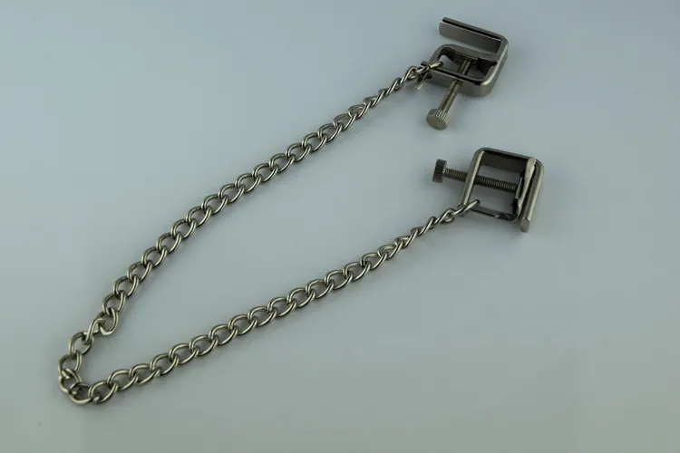 金属銀色の成人BDSMボンデージセックスおもちゃ滴する葉クランプクリップは、チェーンフェチと胸のリングが女性RX-0035