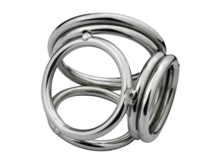 Quatro anéis de aço inoxidável Cockrings anel peniano de metal masculino com tempo de atraso maca de bola produtos sexuais para pênis masculino