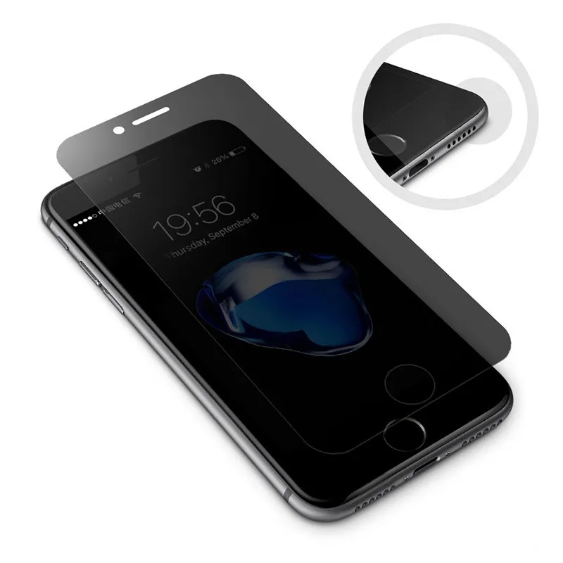 Para iphone XS XR XS MAX 6 7 8 6 além de 7 mais 8 P 5 5S SE 9 H Privacidade temperado vidro Anti-spy protetor de tela 100 PÇS / LOTE Simples opp