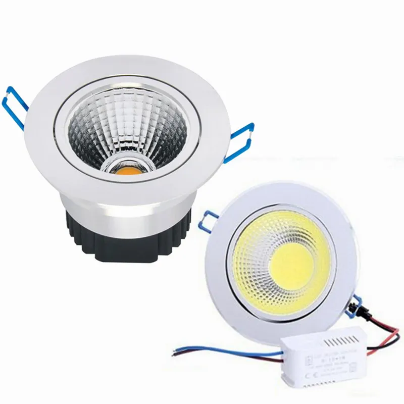 최신 실버 Dimmable Led Downlights 9W 12W 15W COB 빛 아래로 최근 천장 조명 120 각도 AC 110-240V + CE ROHS UL 주도