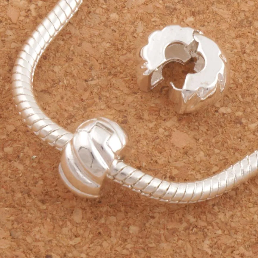 10mm Silver Plated Tone Pumpkin Stopper Big Hole Beads Clip 30Pcs/lot Fit European Charm Bracelets Metals Jewelry DIY L1749