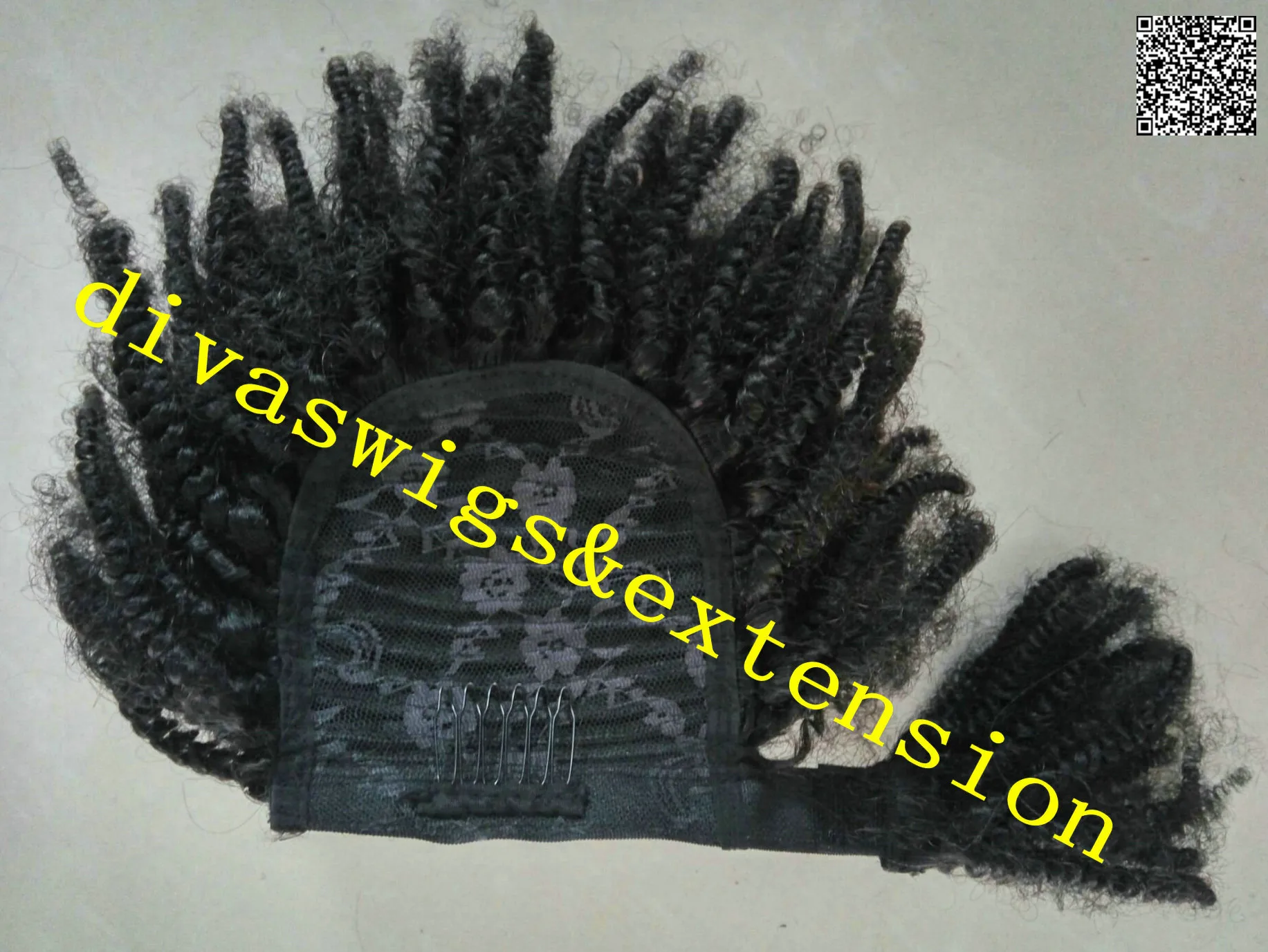 Clip di coda di cavallo di capelli veri mongoli crespi ricci in mongolo Kinky Curly # 1 Wrap Around Ponytail parrucchino Capelli umani donne nere