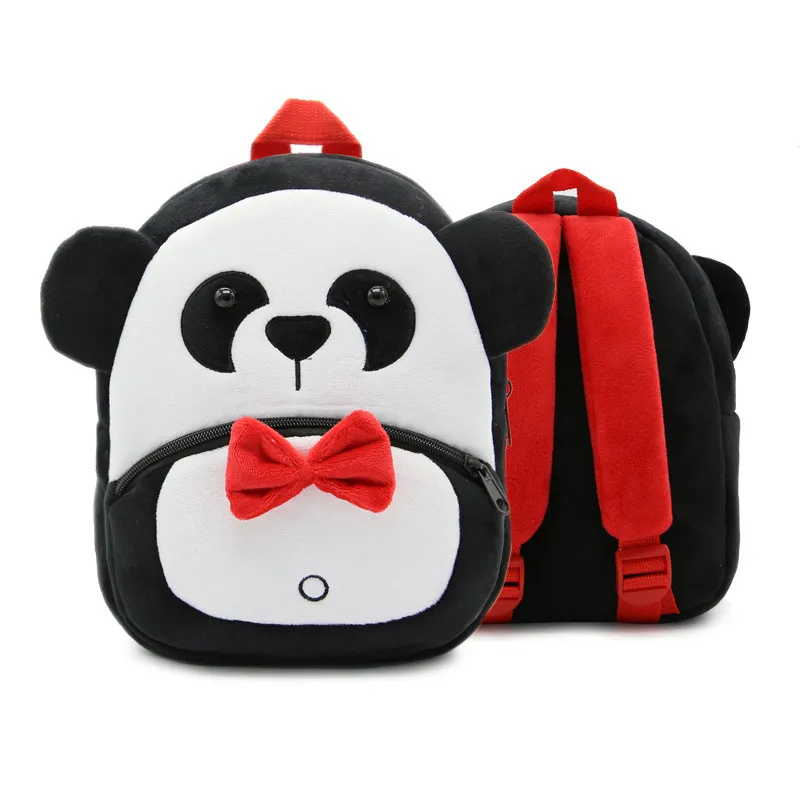 Cartoon Plush Backpacks Cute Zoo Animals Panda Pink Pig 12 Designs Kindergarten School Bags Green For Boy Pink For Girl 2 3 4T