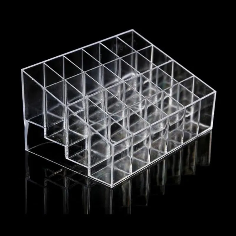 Fast shipping 24 Lipstick Holder Display Stand Clear Acrylic Cosmetic Organizer Makeup Case Sundry Storage makeup organizer box