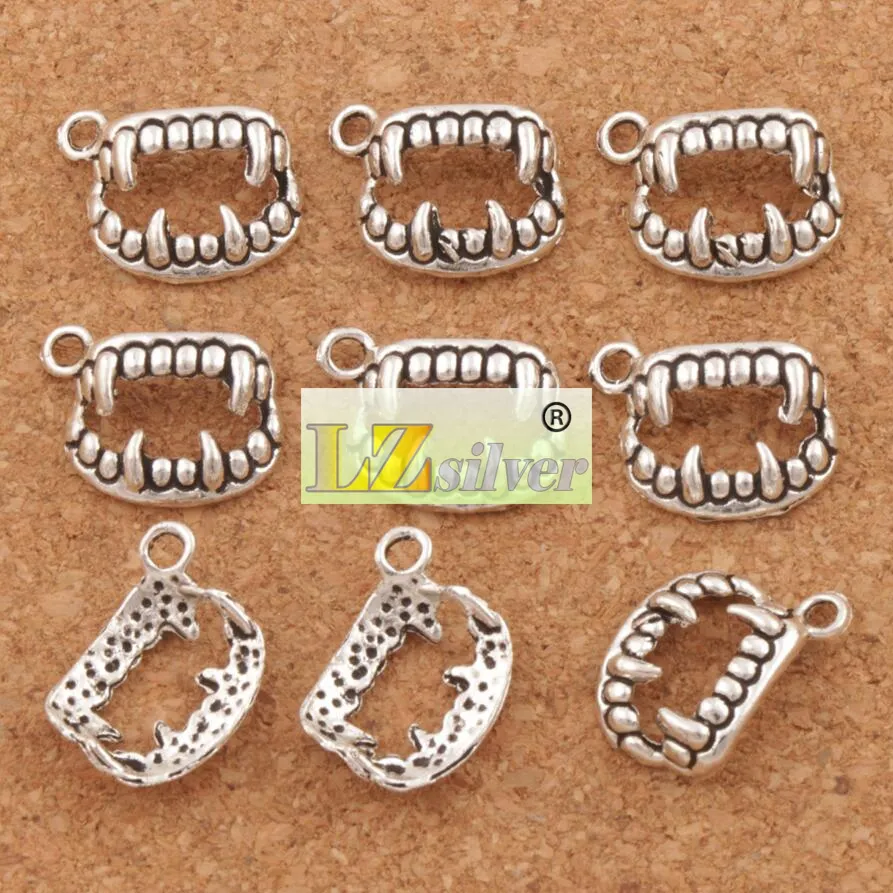 Vampire Fangs Dents Charms Pendentifs / 17 5x12 3mm Antique Argent Bijoux DIY L165 LZsilver261s