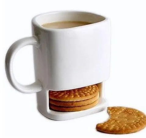 Ceramic Mug Coffee Biscuits Milk Dessert Cup Tea Cups Bottom Storage for Cookie Biscuits Pockets Holder For Home Office